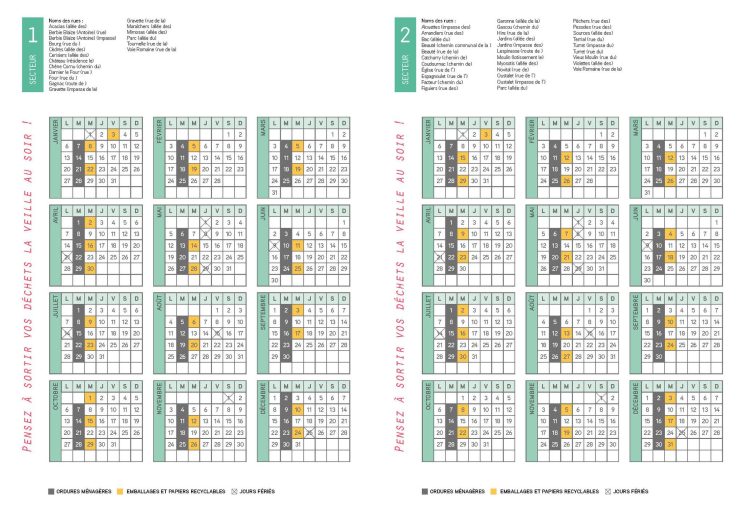 Calendrier collecte déchets végétaux 2025